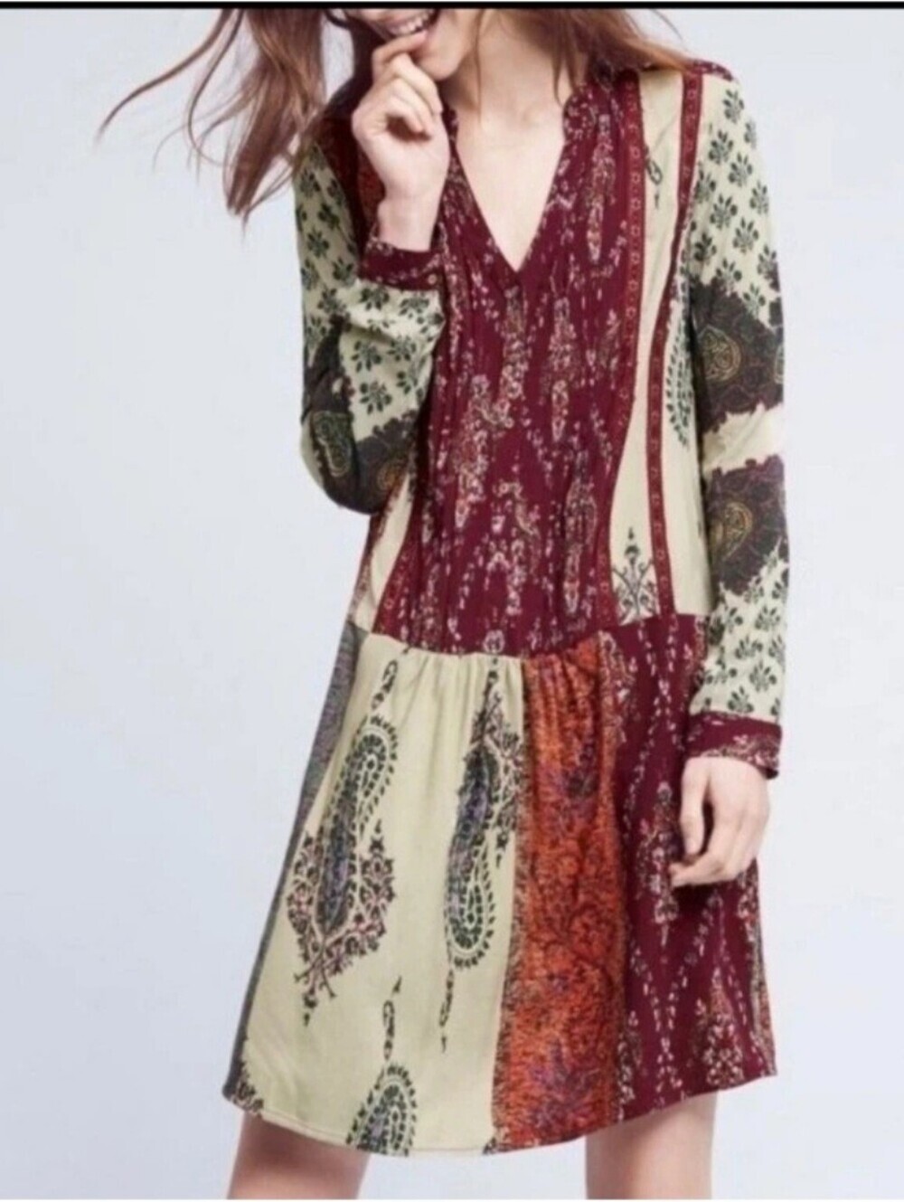 Anthropolgie Tiny Boho Patchwork Tunic Shirt Dress Size Small Lightweight